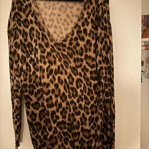 Michael Kors cheetah  Print V-Neck Sweater